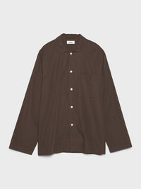 Tekla - Poplin Pyjamas Shirt in Coffee