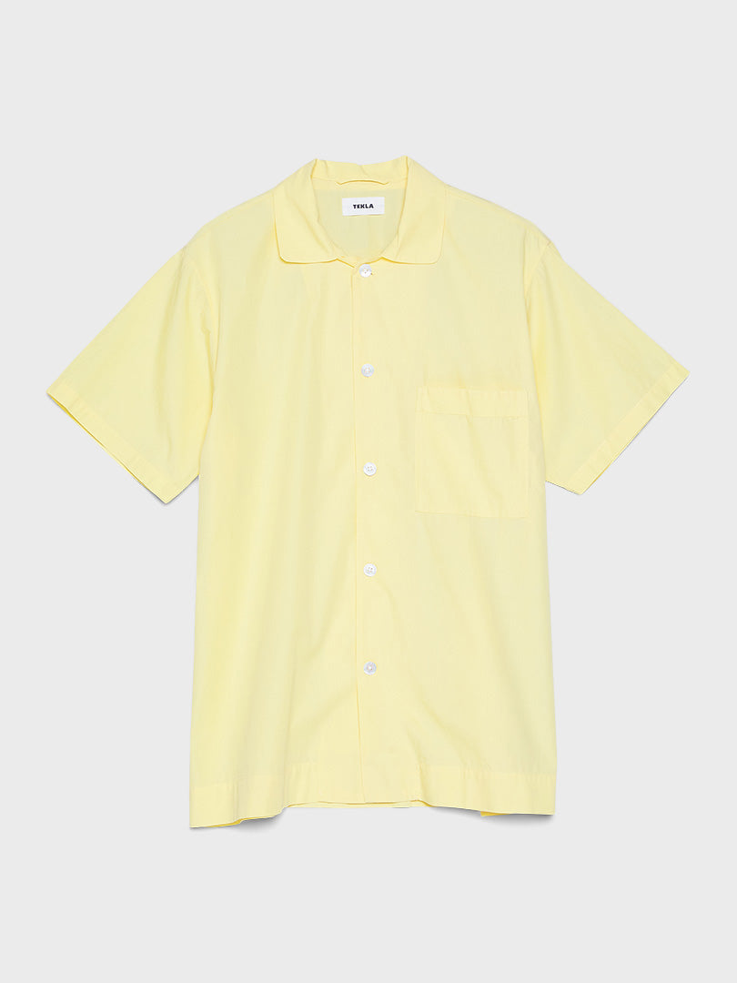 Tekla - Poplin Pyjamas Short Sleeve Shirt in Lemonade
