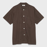 Tekla - Poplin Pyjamas Short Sleeve Shirt in Coffee