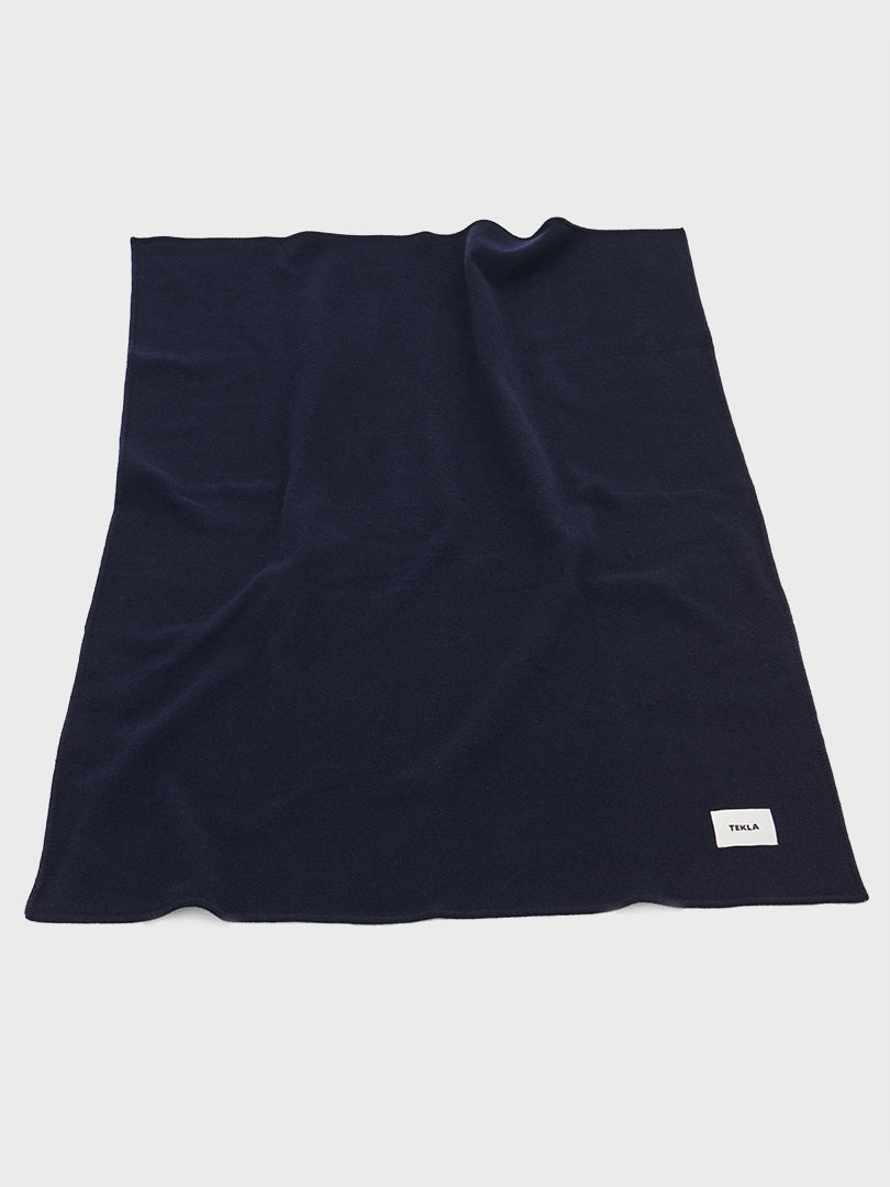 Merino Wool Blanket in Dark Blue