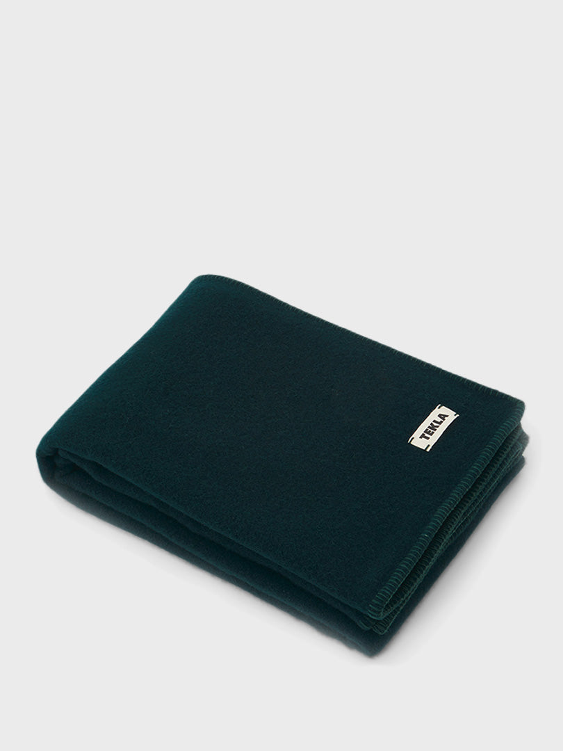 Pure New Wool Blanket i Dark Green