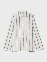 Tekla - Poplin Pyjamas Shirt in Shadow Stripes