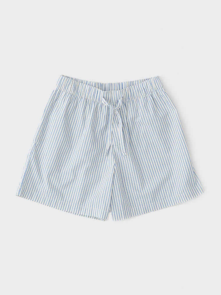 Tekla - Poplin Pyjamas Shorts in Placid Blue Stripes