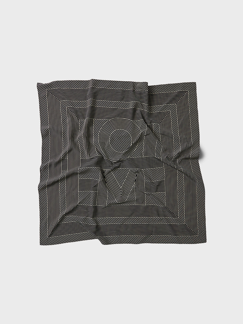 Striped Monogram Silk Scarf in Black