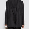 Toteme - Double-breasted Vent Blazer in Black Pinstripe