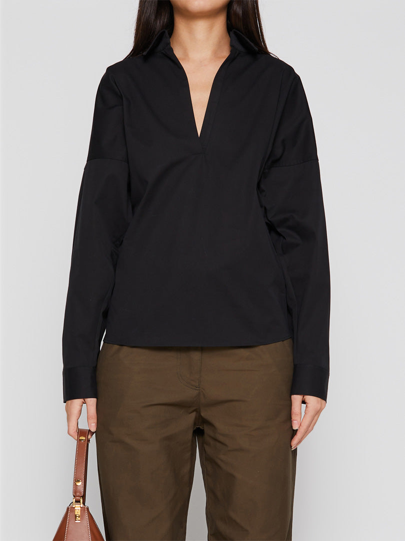 Washed Cotton Shirt in Black