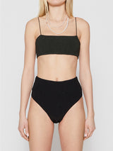 TOTEME - Smocked Bikini Top in Dark Green