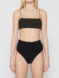 TOTEME - Smocked Bikini Top in Dark Green
