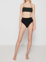 TOTEME - Smocked Bikini Top in Dark Green