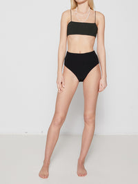 TOTEME - Smocked Bikini Top in Dark Green