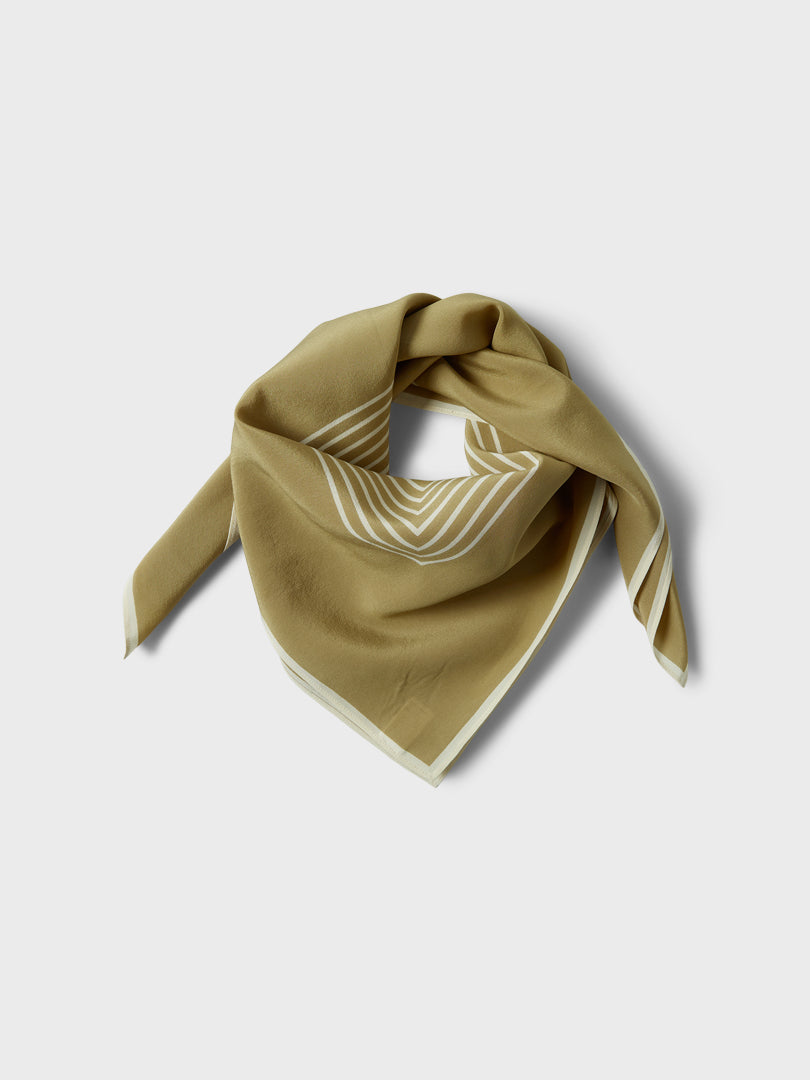 Centered Monogram Silk Scarf in Peanut Butter and Light Sand