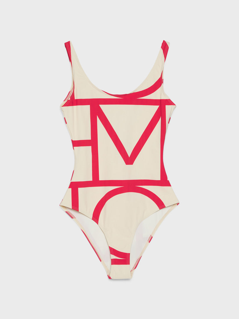 Totême - Monogram Swimsuit in Cava and Red