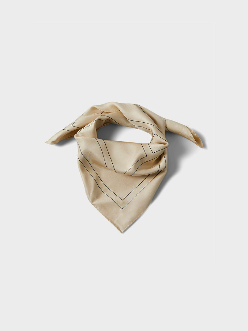 Embroidery Monogram Silk Scarf in Cream and Black – stoy