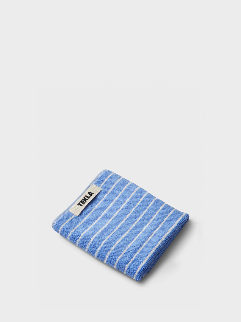 Tekla - Guest Towel in Clear Blue Stripes