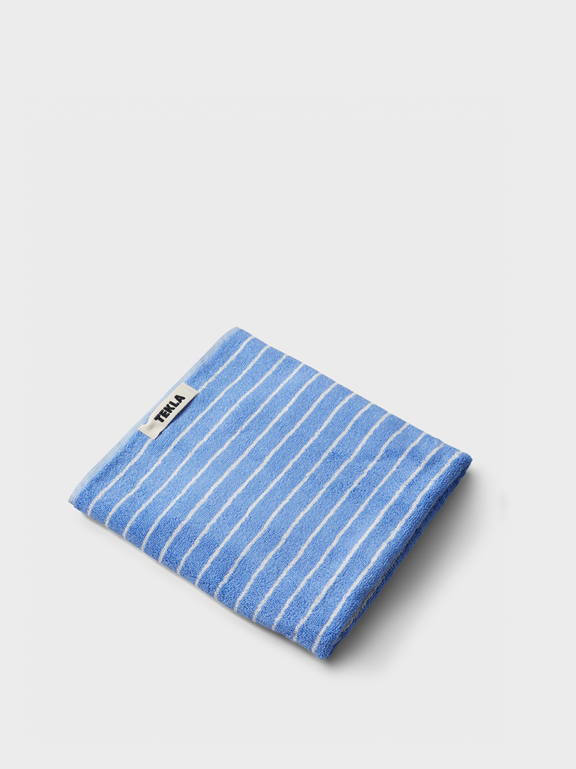 Tekla - Hand Towel in Clear Blue Stripes